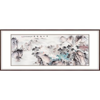 弘舍 王浩 仿古山水画《溪山胜境》成品尺寸240x105cm 宣纸 雅致胡桃