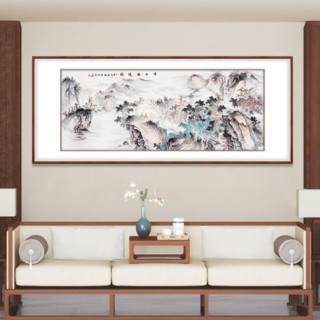 弘舍 王浩 仿古山水画《溪山胜境》成品尺寸240x105cm 宣纸 雅致胡桃