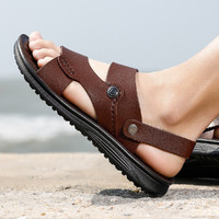 21新款男士凉鞋夏季沙滩鞋轻便休闲运动拖鞋两穿外穿凉拖男凉鞋 41 棕色