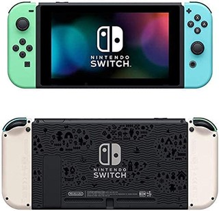 Nintendo 任天堂 Switch Animal Crossing: New Horizons Edition 32GB 控制台套装,淡*和蓝色 Joy-Con,6.2 英寸触摸屏液晶显示屏,家庭和节日礼品,W/ GM 14 合 1 Supper Kit Case