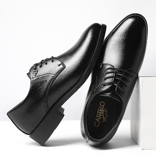 新款男士商务皮鞋经典男鞋系带男士皮鞋商务男鞋 43 黑色