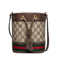 GUCCI 古驰 OPHIDIA系列 女士帆布水桶包 550620 96I3B 8745 棕色