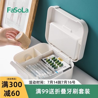 FaSoLa 家用分格药品药物收纳盒医药盒应急救护医疗便携式小药箱