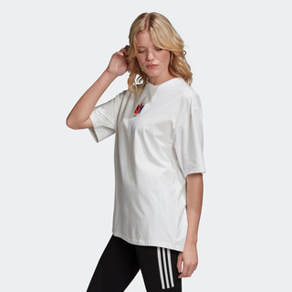 adidas ORIGINALS 阿迪达斯官网 adidas 三叶草 TEE 女装夏季运动短袖T恤GD2235 白/多色 34(参考身高:164~167CM)