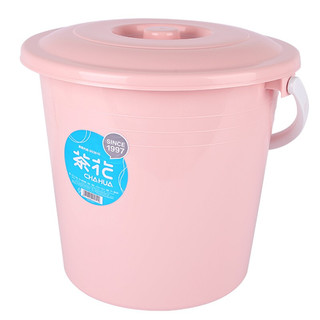 CHAHUA 茶花 水桶手提桶大号塑料宿舍洗衣提水桶泡脚桶浴室 21L新款粉色 带盖