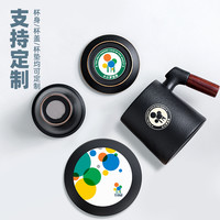 慢茶道 带盖马克杯大容量陶瓷茶水分离办公室水杯子个人专用泡茶杯定制 墨梓禅黑办公杯-白牡丹（礼盒装）