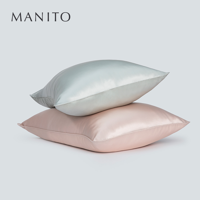 MANITO/曼尼陀玻尿酸蚕丝枕套真丝枕头桑蚕丝床品 天水蓝 48cmX74cm