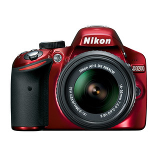 Nikon 尼康 D3200 APS-C画幅 数码单反相机 红色 AF-S DX 18-55mm F3.5 变焦镜头 单镜头套机