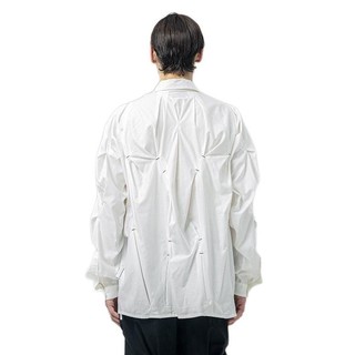 ATTEMPT 男士褶皱长袖衬衫 SHI02 白色 M