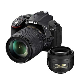 Nikon 尼康 D5300 APS画幅 数码单反相机 黑色 18-105mm F3.5 变焦镜头+35mm F1.8 定焦镜头 双头套机