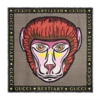 GUCCI 古驰 女士莫代尔纤维丝巾 545942 4G865 9775 黑色/乌木色 140*140cm