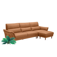  顾家家居 KUKA  DK.1083 轻奢真皮沙发 1.5左+3右+凳 西西橙