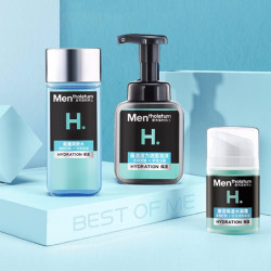 mentholatum曼秀雷敦男士激活爆水套装洁面泡沫爽肤水面霜温和补水