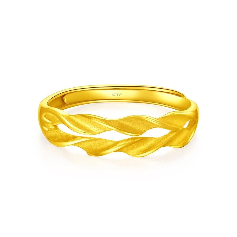 49元周大福 创意足金黄金戒指(工费198计价) eof703 12号 约0.