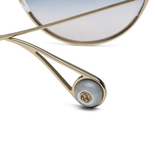 GUCCI 古驰 女士太阳镜 GG0253SA 003 金色镜框渐变浅蓝镜片 60mm