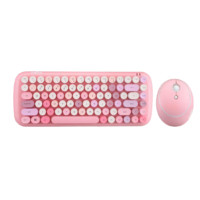OLOEY 2.4G无线键鼠套装+键盘护手托 彩粉色