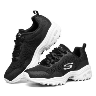 SKECHERS 斯凯奇 D'Lites 女子休闲运动鞋 66666196/BKW 黑色 36