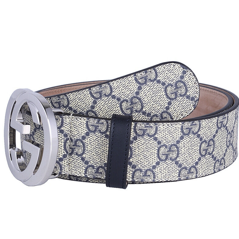 GUCCI 古驰 GG superme系列 男士互扣式双G带扣帆布腰带 411924 KGDH