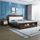 一米色彩 床 实木床双人床1.8米现代简约皮靠垫带夜光充电婚床北欧储物抽屉主卧木质 卧室家具