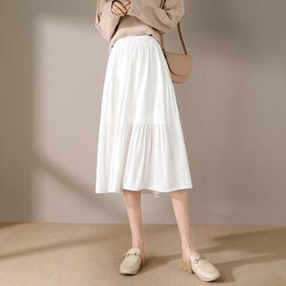拉夏贝尔旗下新款女款时尚气质百搭中长款半身裙半截裙女中腰 M 白色