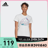 adidas 阿迪达斯 官网 adidas 夏季女装圆领印花运动型格短袖T恤FJ5025