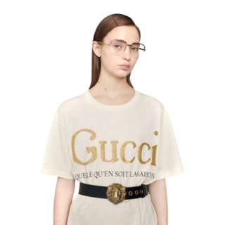 GUCCI 古驰 女士圆领短袖T恤 615044 XJCLF 7136 象牙白 XS