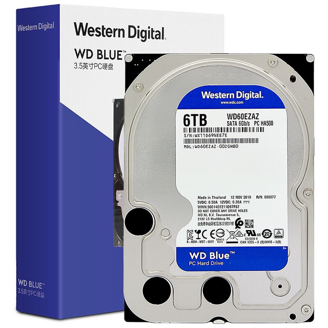 Western Digital 西部数据蓝盘系列3.5英寸台式机硬盘6TB（SMR、5400rpm