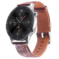 ZTE 中兴 WATCH GT 智能手表 47.8mm 铂钻银铝合金表壳 棕色硅胶表带（GPS、血氧、心率）