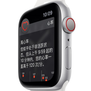 Apple 苹果 Watch Series 4 智能手表 44mm GPS+蜂窝网络版 银色铝金属表壳 海贝色回环式运动表带