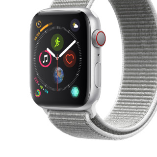 Apple 苹果 Watch Series 4 智能手表 44mm GPS+蜂窝网络版 银色铝金属表壳 海贝色回环式运动表带