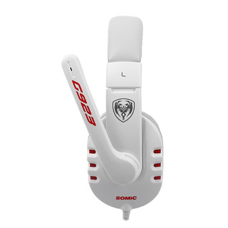SOMiC 硕美科 G923 耳罩式头戴式有线耳机 白红 3.5mm