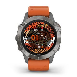 GARMIN 佳明 Fenix6 Pro GPS 智能手表 黑色 硅胶表带 橙色（心率、血氧、血压、GPS)