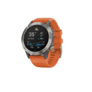 GARMIN 佳明 Fenix6 Pro GPS 智能手表 黑色 硅胶表带 橙色（心率、血氧、血压、GPS)