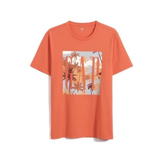 Gap 盖璞 男女款圆领短袖T恤 701142 橘红色 XL