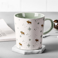 hommy 佳佰 陶瓷茶水杯子牛奶杯麋鹿创意马克杯咖啡杯办公室早餐杯泡茶喝水杯