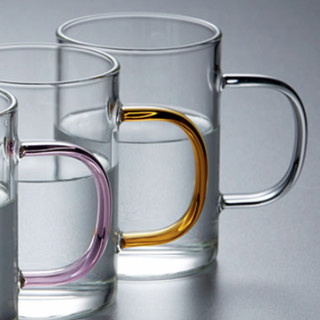 QIRUN 启润 单层玻璃杯 300ml*4个 绿色+粉色+黄色+银色