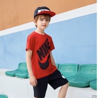 2021夏季新品小童男童经典大LOGO儿童短运动休闲短袖T恤 130 学院红