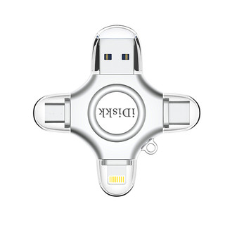 iDiskk U018 USB 3.0 U盘 银色 32GB USB/Type-C/Micro USB/苹果lightning接口四口