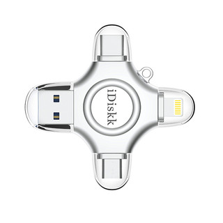 iDiskk U018 USB 3.0 U盘 银色 32GB USB/Type-C/Micro USB/苹果lightning接口四口