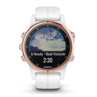 GARMIN 佳明 Fenix5S PLUS 智能手表 45mm 玫瑰金不锈钢表壳 白色硅胶表带（GPS、、传感器、光学心率）