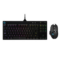 logitech 罗技 PRO X 机械键盘 GX BLUE-C青轴+ G502 无线鼠标 键鼠套装 黑色
