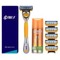 BAILI 百利 BR515L 剃须套装 (君悦五层弹性感应手动剃须刀1刀架+5刀头+清爽型刮胡泡100g)