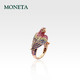 MONETA 系列 金刚鹦鹉高级珠宝戒指女士礼盒 18K金 钻石 红宝 蓝宝 沙佛莱