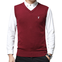 PLAYBOY 花花公子 男士针织马甲 HH-HLS927632 酒红 XL