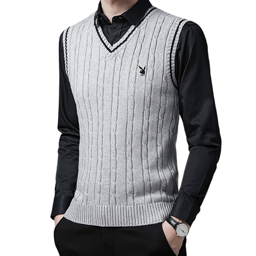 PLAYBOY 花花公子 男士针织马甲 HH-HLS927631 灰色 M