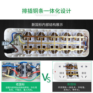 公牛插座面板多孔学生宿舍家用插排查插板带线多功能接拖线板长线