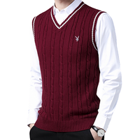 PLAYBOY 花花公子 男士针织马甲 HH-HLS927631 酒红 5XL