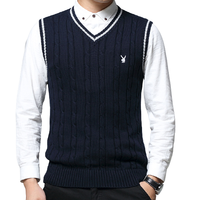 PLAYBOY 花花公子 男士针织马甲 HH-HLS927631 深蓝 2XL