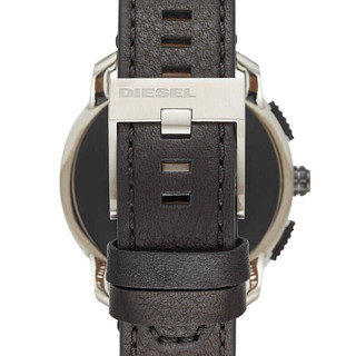 DIESEL 迪赛 DZT2014 44mm 智能手表 银色不锈钢表壳 黑色皮革表带（GPS、扬声器、自定义表盘）
