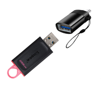 Kingston 金士顿 DTX USB 3.2 固态U盘 黑色 256GB USB+Type-C转接头